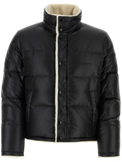 Saint Laurent Faux Shearling Lining Down Jacket In Black