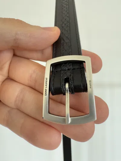 Pre-owned Saint Laurent Faux Viper Belt In Black