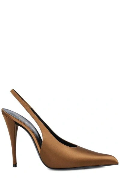 Saint Laurent Faye Pointed Toe Pumps In Brown