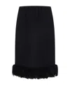 Saint Laurent Feather-trim Silk Skirt In Black
