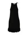 Saint Laurent Feather-trim Sleeveless Mini Dress In Black