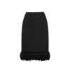 Saint Laurent Feather-trimmed Silk Pencil Skirt In Black