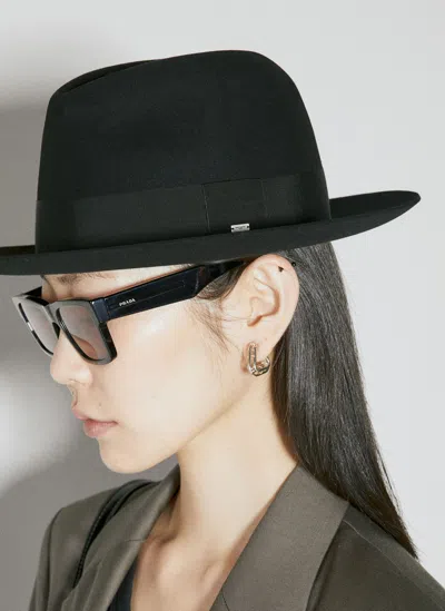 Saint Laurent Fedora Wool Hat In Black