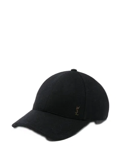 Saint Laurent Felt Baseball Cap In Black