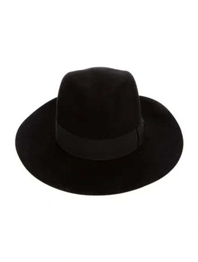 Pre-owned Saint Laurent Felt Wide Brim Fedora In Black