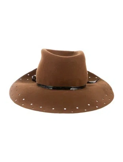 Pre-owned Saint Laurent Felt Wide Brim Hat In Brown