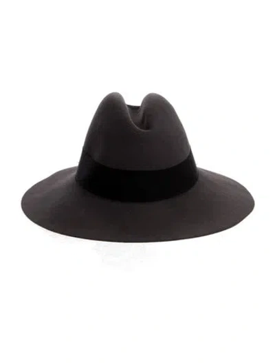 Pre-owned Saint Laurent Felted Rabbit Fedora Hat In Gray