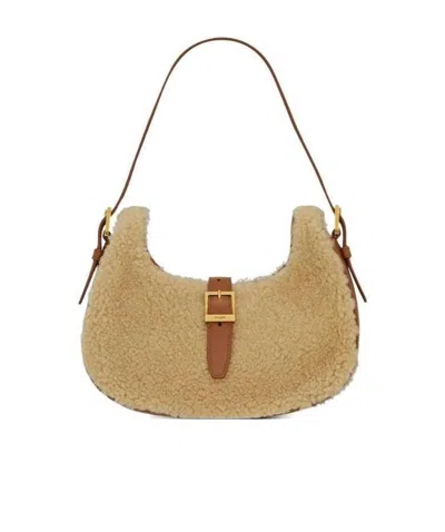 Saint Laurent Fermoir Hobo Shoulder Bag In Nude
