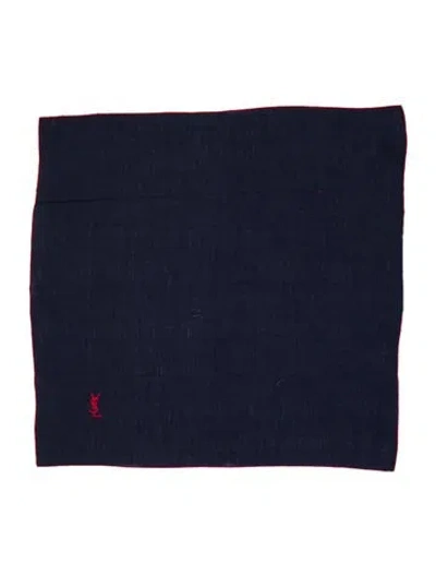 Pre-owned Saint Laurent Festival Quadri Vintage Scarf In Blue