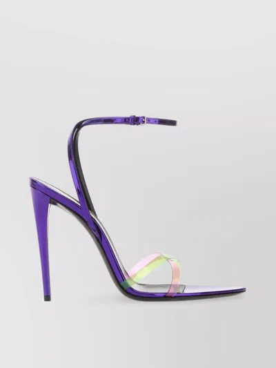 Saint Laurent Fever 110 Sandals In Leather And Pvc In Purple