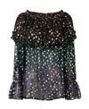 Saint Laurent Gypsy Blouse With Smocked Shoulders In Black