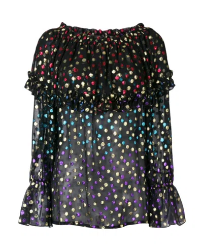SAINT LAURENT FIL COUPÉ OFF THE SHOULDER BLOUSE
