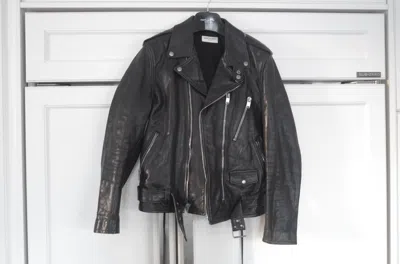Pre-owned Saint Laurent Final  13fw Oiled L17 Leather Jacket Calf In Black