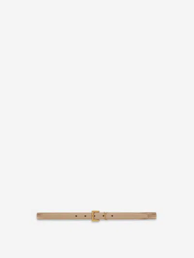 Saint Laurent Fine Cassandre Belt In Burgundy