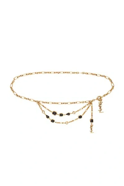 Saint Laurent Fine Ceinture Chaine Cabochon Belt In Oro Patine