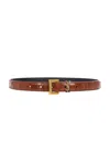 Saint Laurent Fine Ceinture Passant Cassandre Belt In Vegetal Brown