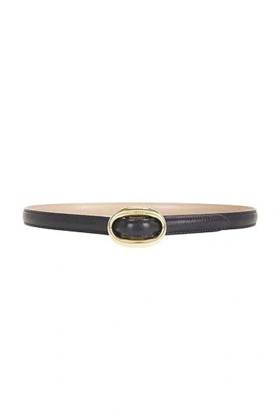Saint Laurent Fine Ceinture Reversible Boucle Ovale Belt In Black