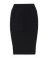 Saint Laurent Woman Midi Skirt Black Size L Wool, Polyamide, Recycled Elastane In Black
