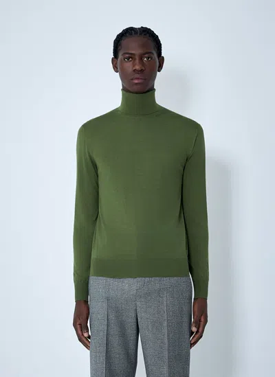 Saint Laurent Fine Knit Turtleneck Sweater In Green
