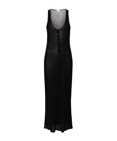 Saint Laurent Fine-ribbed Jersey Maxi Dress In Black
