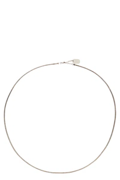 Saint Laurent Fishbone Link Short Chain Necklace In Silver