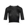 Saint Laurent Cassandre Cropped Knit Top In Black