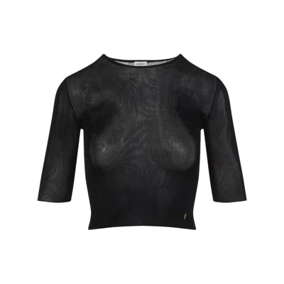SAINT LAURENT SAINT LAURENT FITTED BLACK T-SHIRT