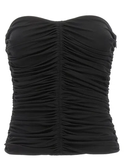Saint Laurent Fitted Crepe Jersey Bustier Top In Black