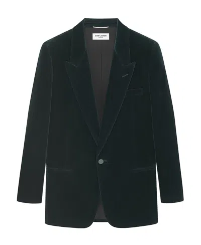 Saint Laurent Fitted Velvet Blazer In Black