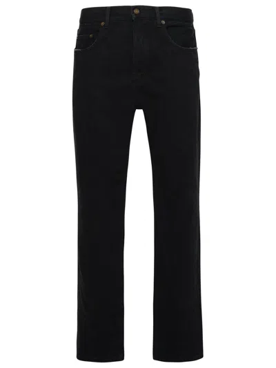 Saint Laurent Cotton Denim Jeans In Black Washed