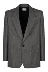 Saint Laurent Flannel Jacket Made Of Wool In Prince Of Wales In Gray