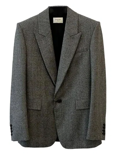 Saint Laurent Flannel Single-breasted Jacket In Animal Print