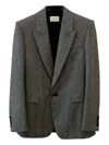 Saint Laurent Flannel Single-breasted Jacket In Gray