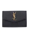 Saint Laurent Flap Card Case In Gray