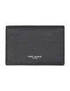 Saint Laurent Business Card Holder With Flap In Grain De Poudre Embossed Leather Wallets Black In Gray