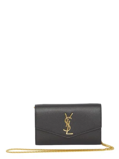 Saint Laurent Uptown Wallet With Chain In Black
