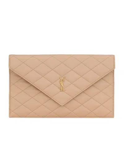 Saint Laurent Flap Clutch In Purple
