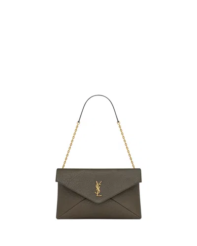 Saint Laurent Flap Clutch In Light Musk