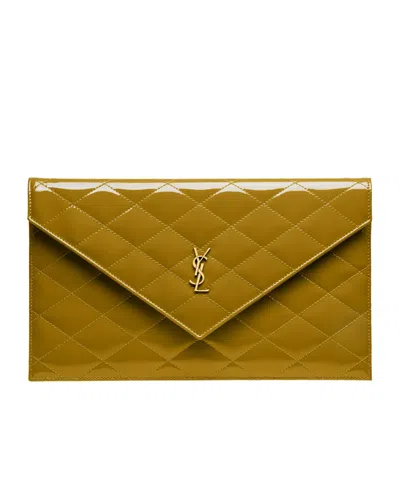 Saint Laurent Flap Clutch In Green