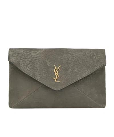 Saint Laurent Flap Clutch In Yellow