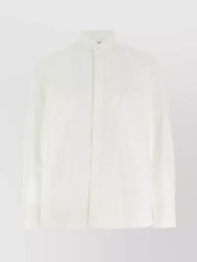 Saint Laurent Flap Collar Shirt With Long Sleeves In White
