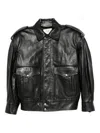 Saint Laurent Flap-pocket Leather Jacket In Black