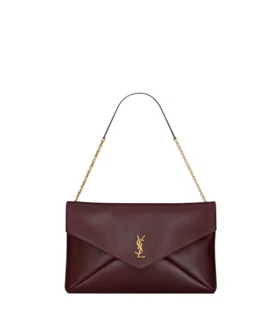 Saint Laurent Flap Shoulder Bag In Burgundy
