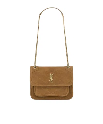 Saint Laurent Flap Shoulder Bag In Brown