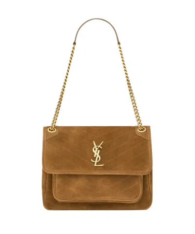 Saint Laurent Flap Shoulder Bag In Brown