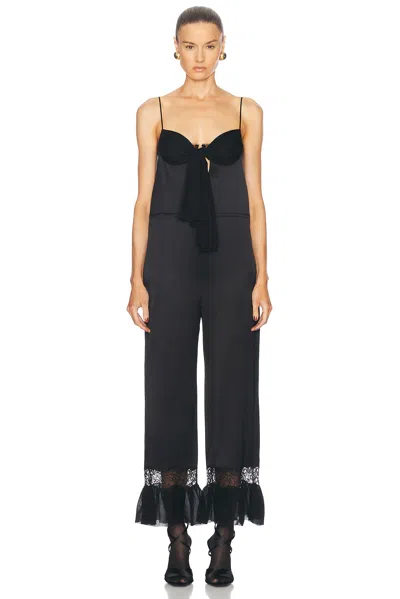 Saint Laurent Flare Leg Jumpsuit In Noir