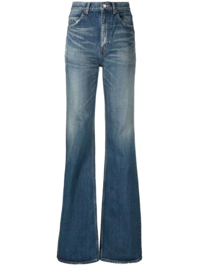 Saint Laurent Flared High-waisted Jeans In Blau