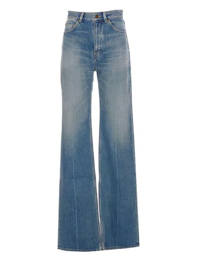 Saint Laurent Flared Leg Cotton Jeans