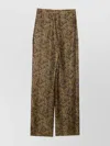 Saint Laurent Paisley Fluid Twill Straight-leg Pants In Brown
