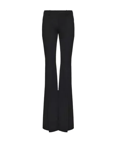 Saint Laurent Flared Wool Trousers In Black